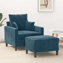 sofastol med fodskammel 60 cm velour blå