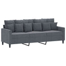 3-personers sofa med fodskammel 180 cm velour mørkegrå
