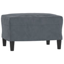 3-personers sofa med fodskammel 180 cm velour mørkegrå