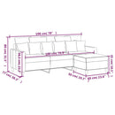 3-personers sofa med fodskammel 180 cm velour sort