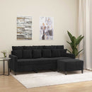 3-personers sofa med fodskammel 180 cm velour sort