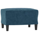 3-personers sofa med fodskammel 180 cm velour blå