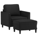 sofastol med fodskammel 60 cm kunstlæder sort