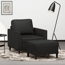 sofastol med fodskammel 60 cm kunstlæder sort