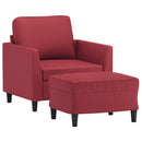 sofastol med fodskammel 60 cm kunstlæder Vinrød