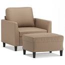 sofastol med fodskammel 60 cm kunstlæder Cappuccino