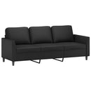 3-personers sofa med fodskammel 180 cm kunstlæder sort