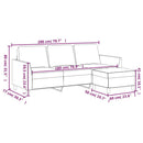 3-personers sofa med fodskammel 180 cm kunstlæder sort