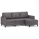 3-personers sofa med fodskammel 180 cm kunstlæder grå