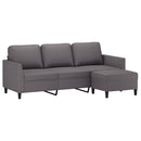 3-personers sofa med fodskammel 180 cm kunstlæder grå