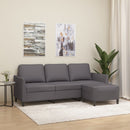 3-personers sofa med fodskammel 180 cm kunstlæder grå