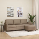 3-personers sofa med fodskammel 180 cm kunstlæder cappuccino