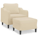 sofastol med fodskammel 60 cm Stof cremefarvet