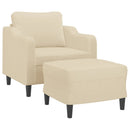 sofastol med fodskammel 60 cm Stof cremefarvet
