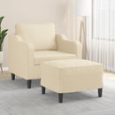 sofastol med fodskammel 60 cm Stof cremefarvet