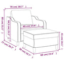 sofastol med fodskammel 60 cm stof Brun