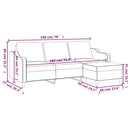 3-personers sofa med fodskammel 180 cm stof Lysegrå