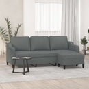 3-personers sofa med fodskammel 180 cm stof Mørkegrå