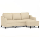 3-personers sofa med fodskammel 180 cm stof Cremefarvet