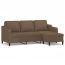 3-personers sofa med fodskammel 180 cm stof Brun