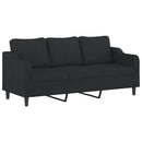 3-personers sofa med fodskammel 180 cm sort