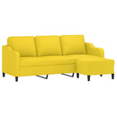3-personers sofa med fodskammel 180 cm stof lysegul