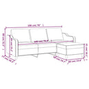 3-personers sofa med fodskammel 180 cm stof Vinrød