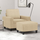 sofastol med fodskammel 60 cm Stof cremefarvet