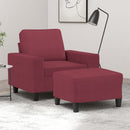 sofastol med fodskammel 60 cm stof vinrød