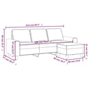 3-personers sofa med fodskammel 180 cm stof Lysegrå