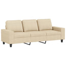 3-personers sofa med fodskammel 180 cm stof Cremefarvet