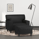 sofastol med fodskammel 60 cm kunstlæder sort