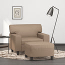 sofastol med fodskammel 60 cm kunstlæder Cappuccino