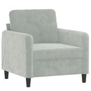 sofastol med fodskammel 60 cm velour lysegrå