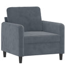 sofastol med fodskammel 60 cm velour mørkegrå