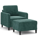 sofastol med fodskammel 60 cm velour mørkegrøn