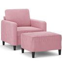 sofastol med fodskammel 60 cm velour lyserød