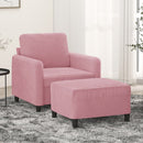 sofastol med fodskammel 60 cm velour lyserød