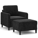 sofastol med fodskammel 60 cm velour sort
