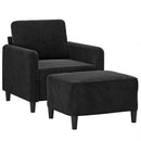 sofastol med fodskammel 60 cm velour sort