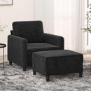 sofastol med fodskammel 60 cm velour sort
