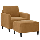 sofastol med fodskammel 60 cm velour brun
