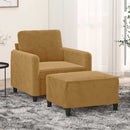 sofastol med fodskammel 60 cm velour brun