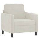 sofastol med fodskammel 60 cm velour cremefarvet
