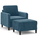 sofastol med fodskammel 60 cm velour blå