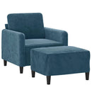 sofastol med fodskammel 60 cm velour blå