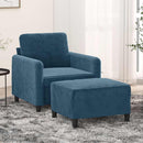 sofastol med fodskammel 60 cm velour blå