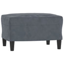 3-personers sofa med fodskammel 180 cm velour mørkegrå