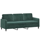 3-personers sofa med fodskammel 180 cm velour Mørkegrøn
