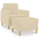 sofastol med fodskammel 60 cm Stof cremefarvet